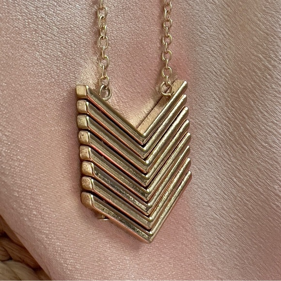 Long Chevron Statement Necklace - Picture 3 of 3